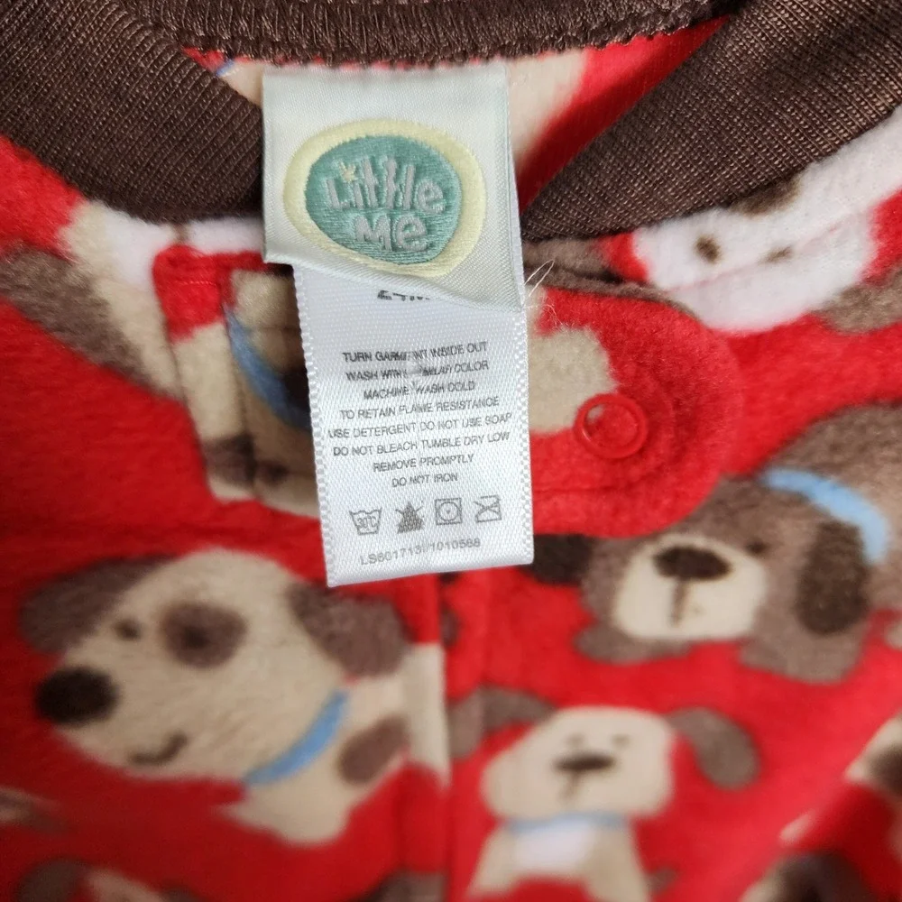 Little‎ Me Red Dog Print Fleece Blanket Sleepers Pajamas 24 Months
